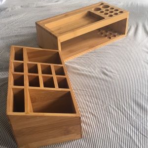 Bamboo makeup organizers